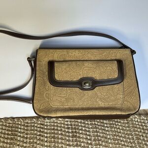 Elegant Tan / Brown Shoulder Bag Liz Clabourne